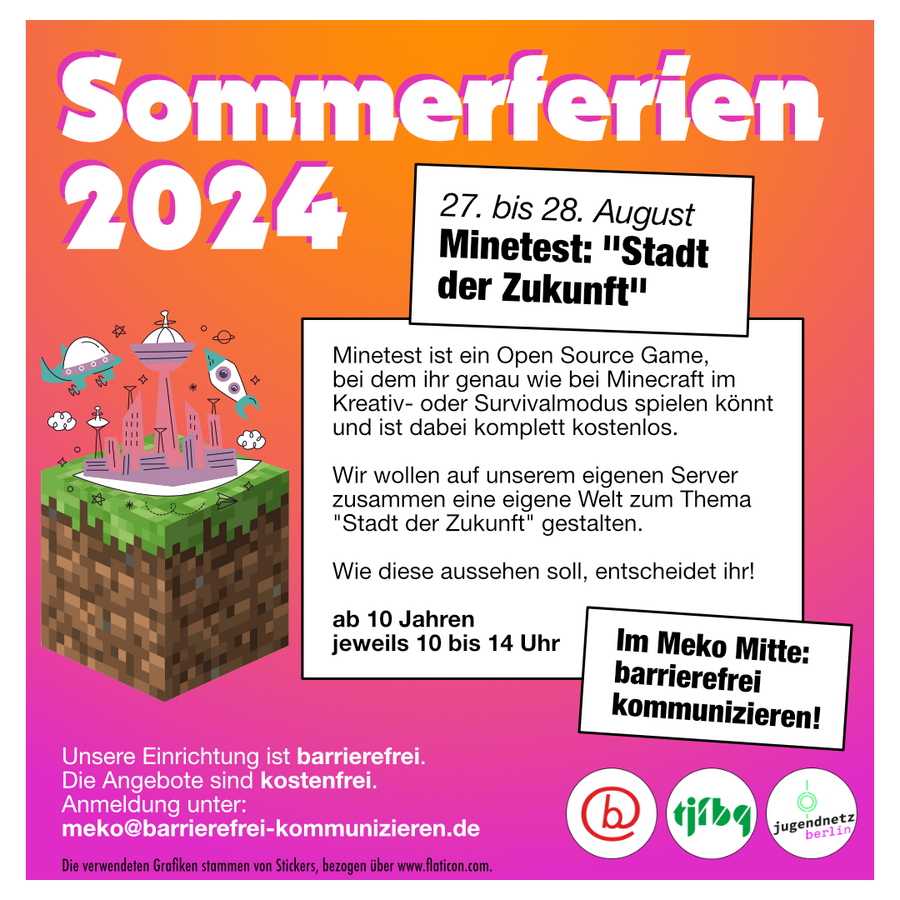 Flyer zum Ferienprojekt "Minetest: Stadt der Zukunft"
