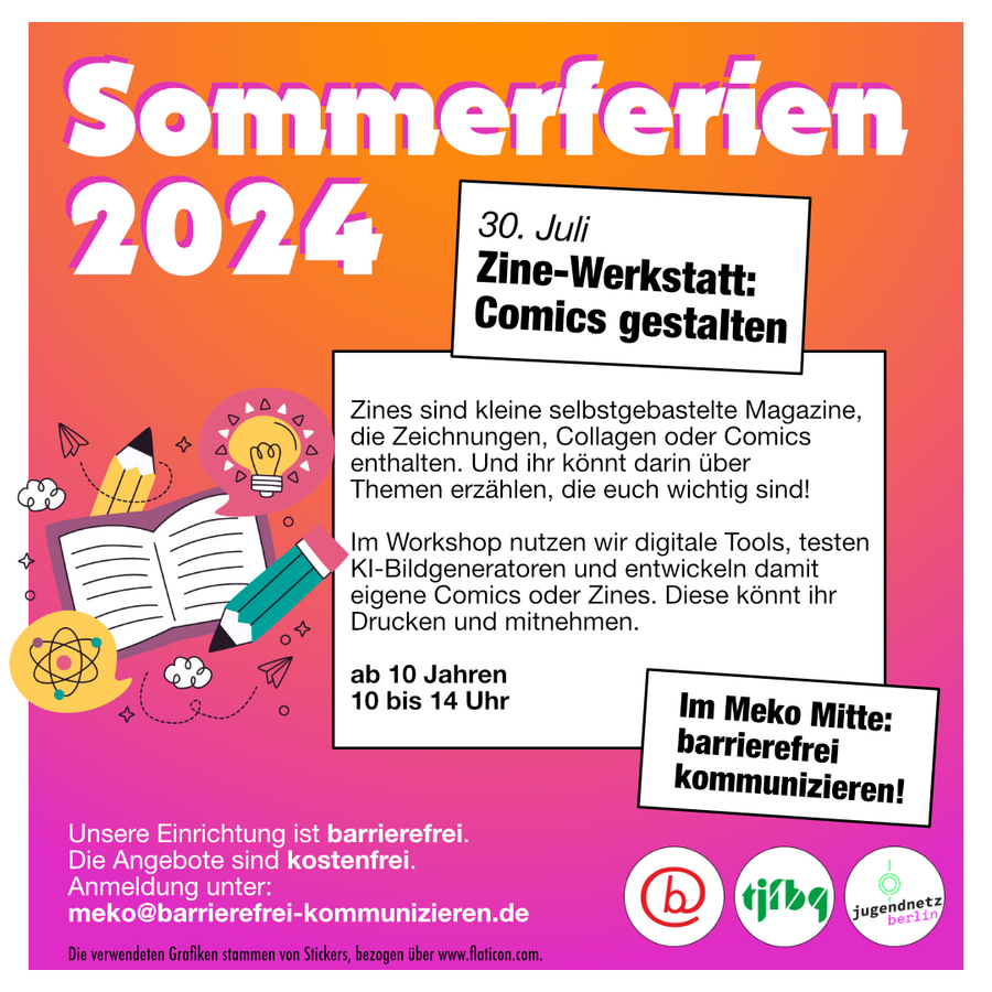 Flyer zum Ferienprojekt "Zine-Werkstatt: Comics gestalten"