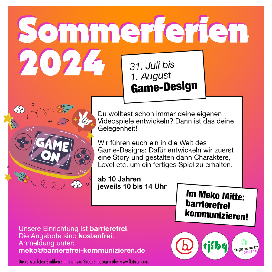Flyer zum Ferienprojekt "Game-Design"