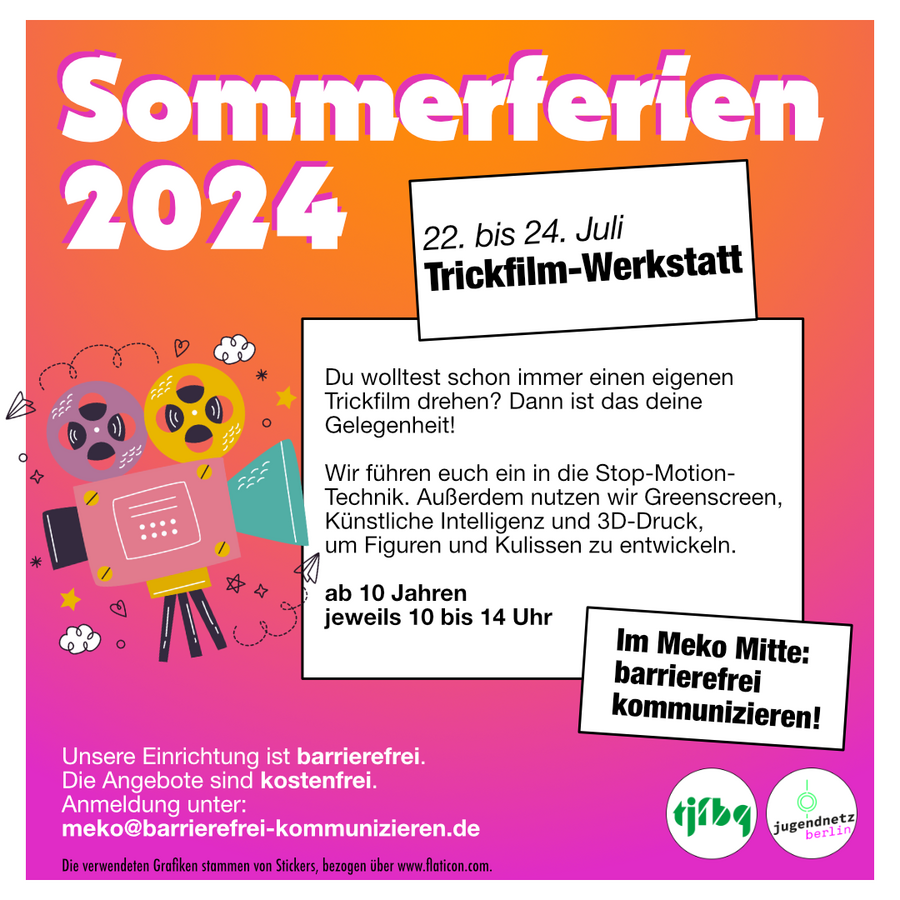 Flyer zum Ferienprojekt "Trickfilm-Werkstatt"